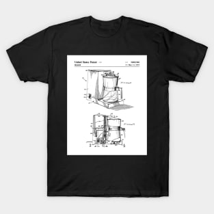 Coffee Maker Patent - Coffee Lover Kitchen Cafe Decor Art - White T-Shirt